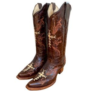 CORRAL BOOTS Circle G Women's Western Embroidered Cowboy Boots, size 8